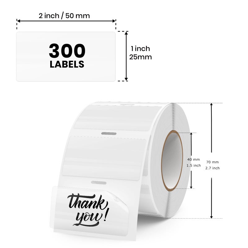 FINDAT Transparent Thermal Labels 2 Ã— 1 Inch Self Adhesive Printer Clear Stickers Vinyl Waterproof Roll Decals Rectangle Name Tag for Address Design DIY Logo Business 300 PCS - Image 2