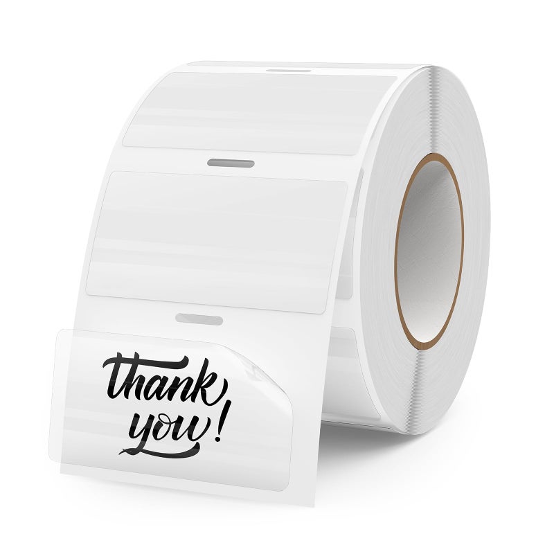 FINDAT Transparent Thermal Labels 2 Ã— 1 Inch Self Adhesive Printer Clear Stickers Vinyl Waterproof Roll Decals Rectangle Name Tag for Address Design DIY Logo Business 300 PCS - Image 1