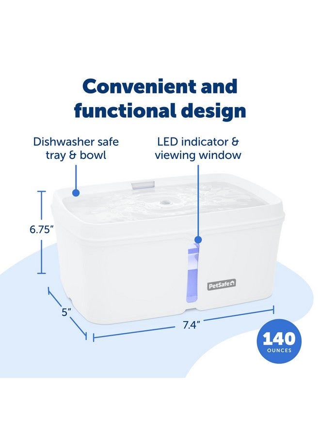 بيت سيف نافورة مياه بيت سيف فيفا للحيوانات الأليفة للقطط والكلاب - 4.1 لتر/140 أونصة، نافورة مياه داخلية للقطط مع مضخة فائقة الهدوء، آمنة للاستخدام في غسالة الأطباق، سهلة التنظيف، تتضمن فلاتر مياه - Image 4