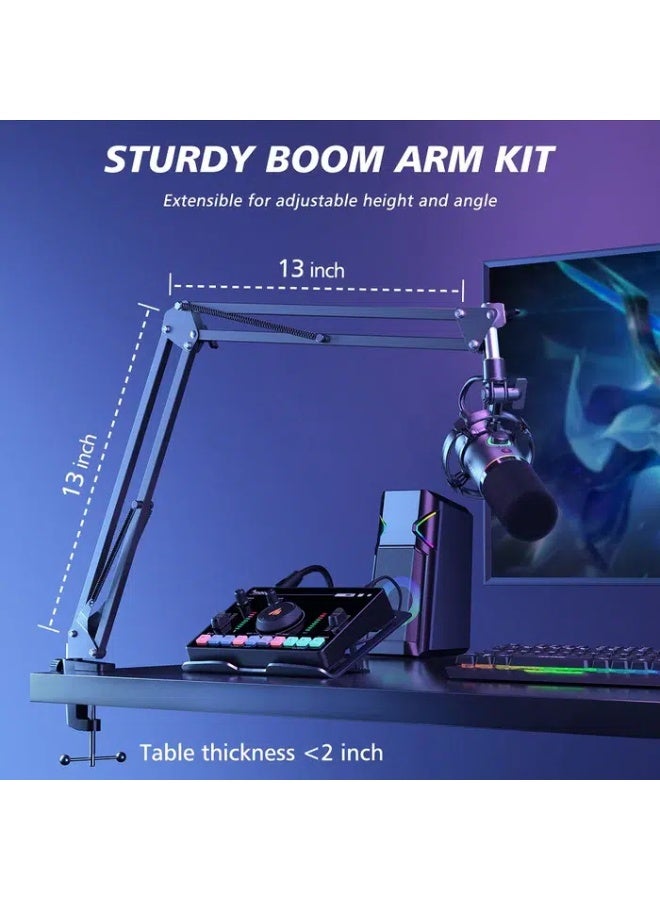 ماونو ميكروفون ديناميكي MAONO PD200X USB/XLR مع ذراع بوم وإضاءة RGB - Image 4