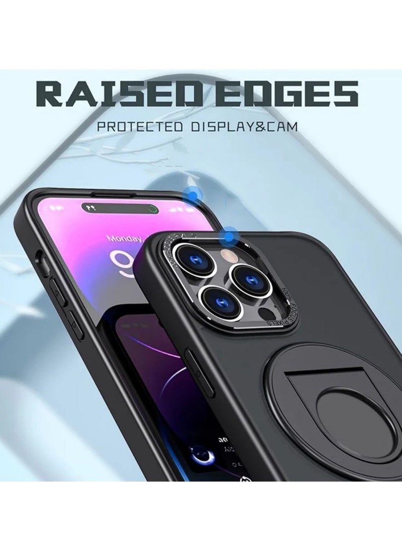 Magnetic Suction Phone Case for Apple iPhone 14 Pro Max with Ring Bracket Shell Black