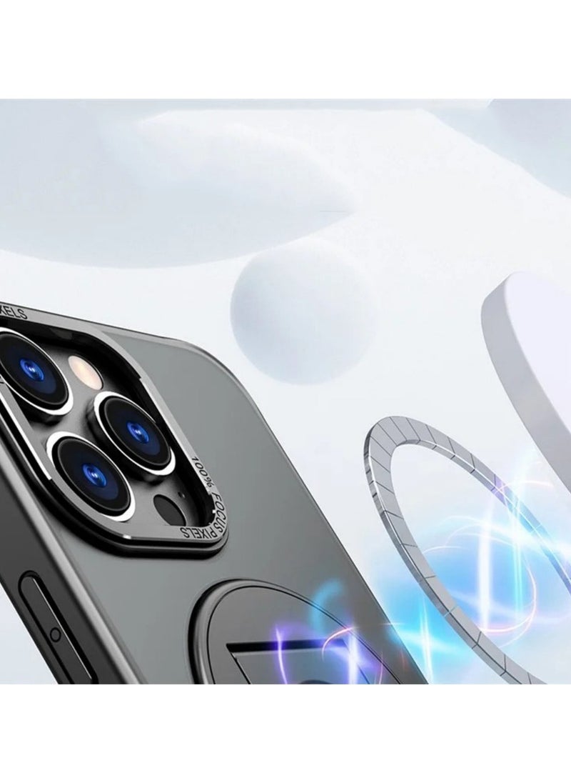 Magnetic Suction Phone Case for Apple iPhone 14 Pro Max with Ring Bracket Shell Black