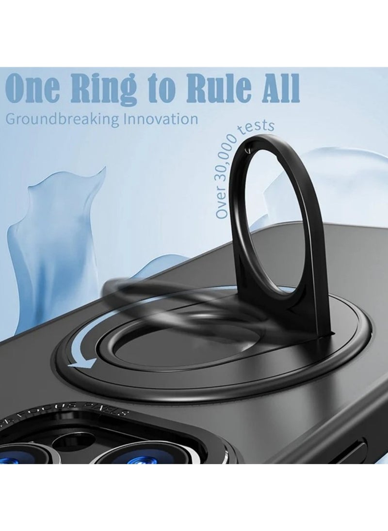 Magnetic Suction Phone Case for Apple iPhone 14 Pro Max with Ring Bracket Shell Black