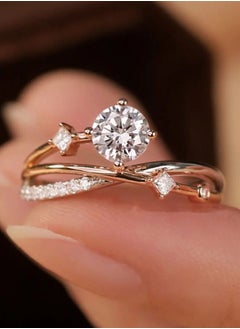 Generic Eight Hearts and Eight Arrows Plated PT950 Zircon Ring for Women, Adjustable Opening  - Image 1