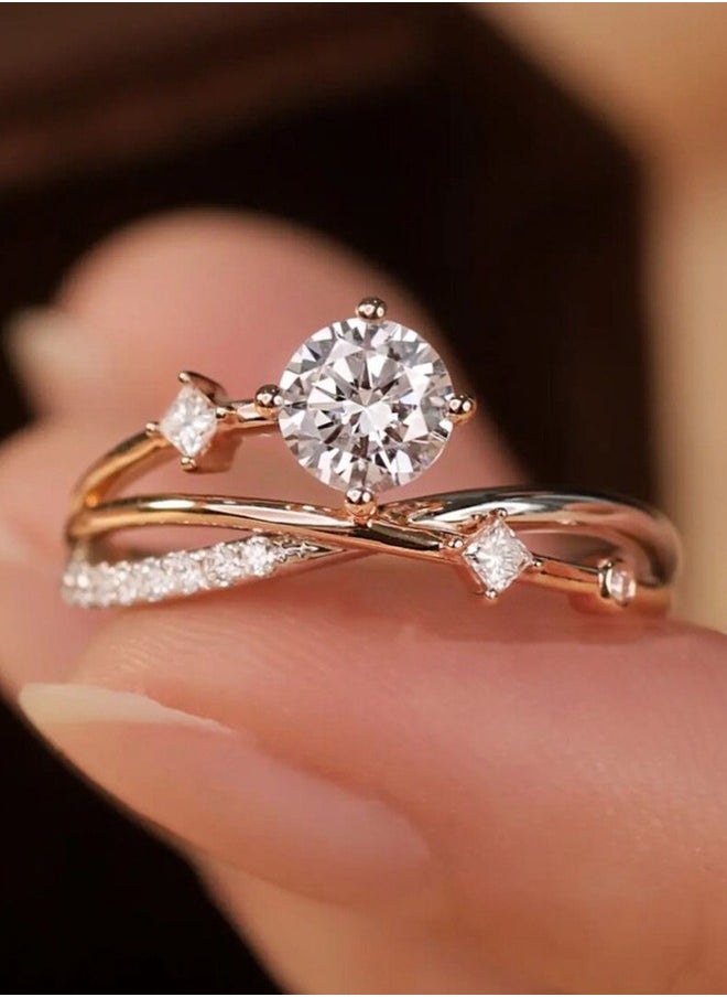 Generic - Eight Hearts and Eight Arrows Plated PT950 Zircon Ring for Women, Adjustable Opening - Image 1