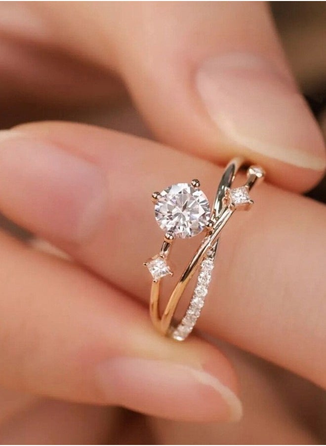 Generic - Eight Hearts and Eight Arrows Plated PT950 Zircon Ring for Women, Adjustable Opening - Image 1