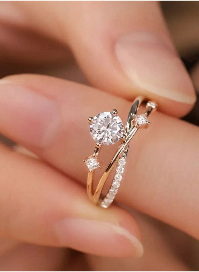 Generic - Eight Hearts and Eight Arrows Plated PT950 Zircon Ring for Women, Adjustable Opening - Image 1