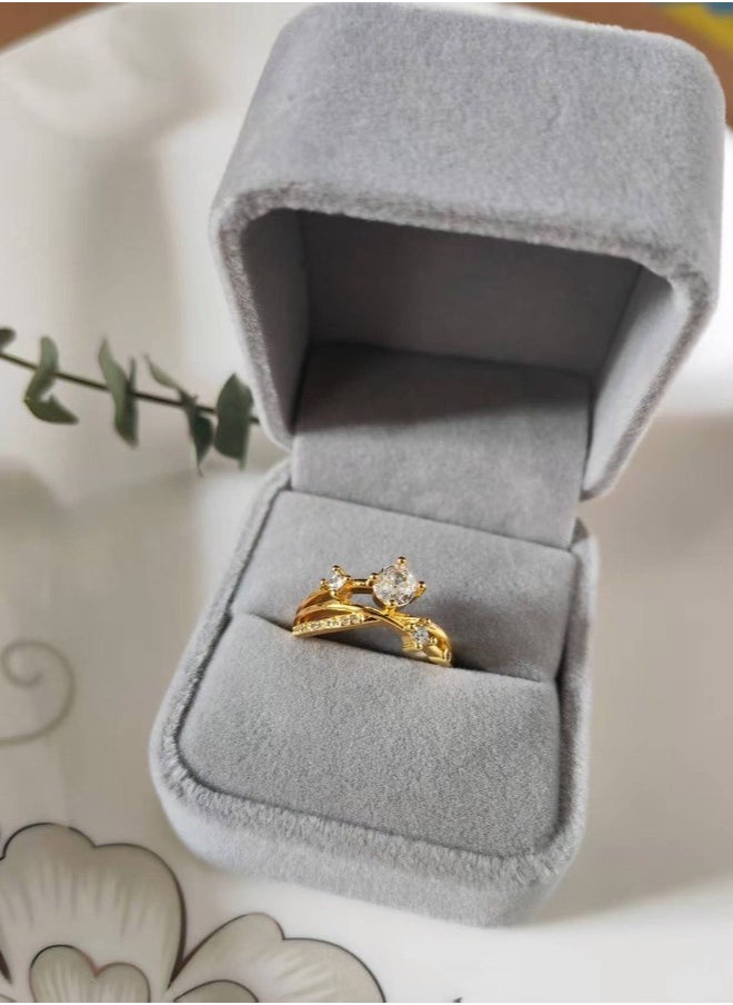 Generic - Eight Hearts and Eight Arrows Plated PT950 Zircon Ring for Women, Adjustable Opening - Image 1