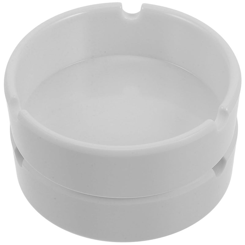 White Melamine Round Ashtrays 2Pcs Drop Resistant for Home Office Patio - Image 2