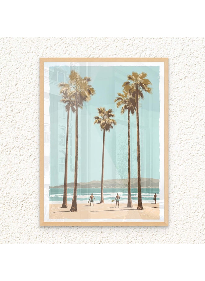 Art Decor - Art Decor Framed Fine Art of Beach with Palm Trees Portrait Aesthetic Tropical Coastal Print Wall Décor for Living Room Bedroom Home Office Hotel Gifting - Image 1