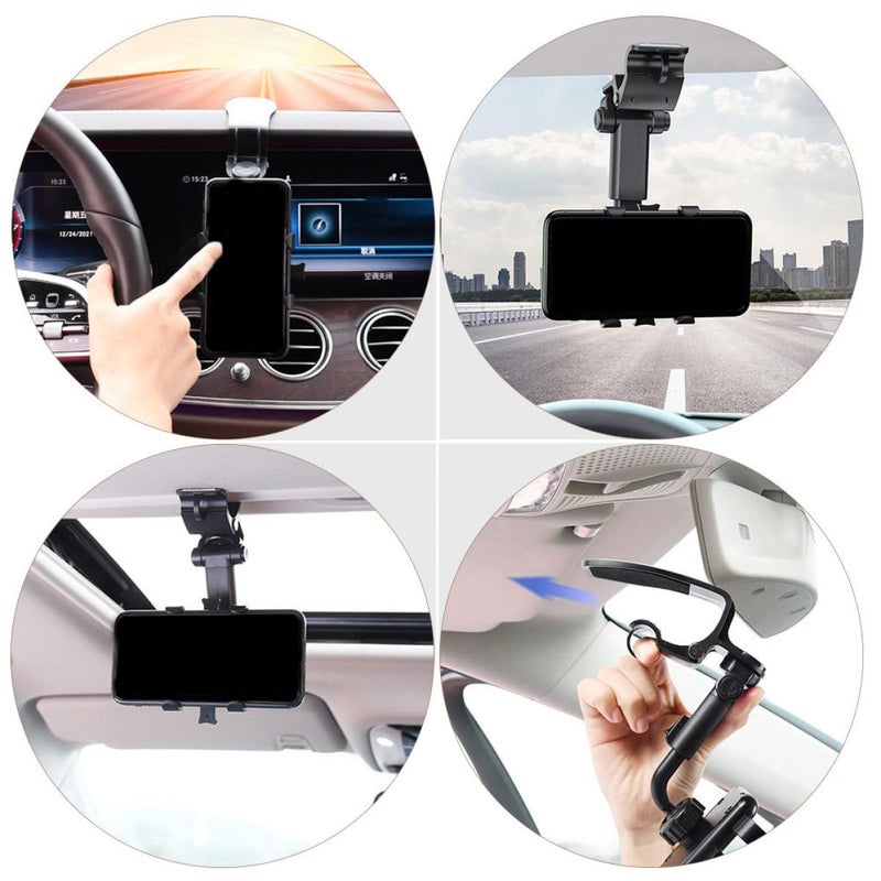 Universal Car Phone Holder Dashboard Mount Clip On Sun Visor Stand Black - Image 4