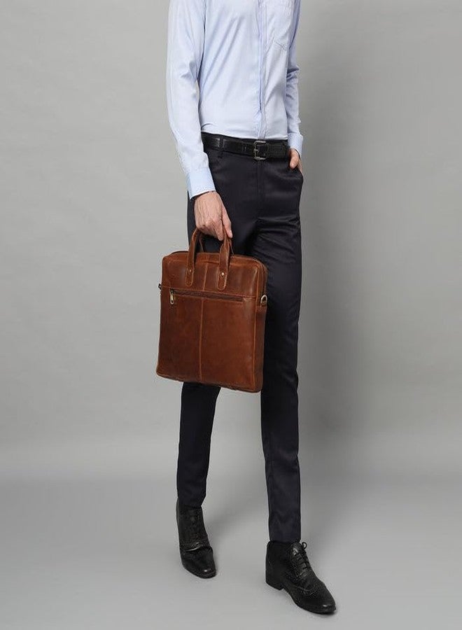 MaheTri Denver Slim Leather Laptop Briefcase Bag - Fits upto 15 Inch | Adjustable Strap, Multiple Pockets, Cotton Blend Interior | Daily Life Comfort - Image 3