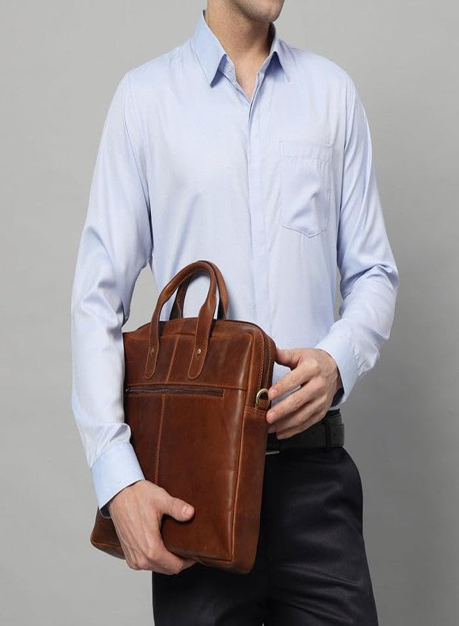 MaheTri Denver Slim Leather Laptop Briefcase Bag - Fits upto 15 Inch | Adjustable Strap, Multiple Pockets, Cotton Blend Interior | Daily Life Comfort - Image 2