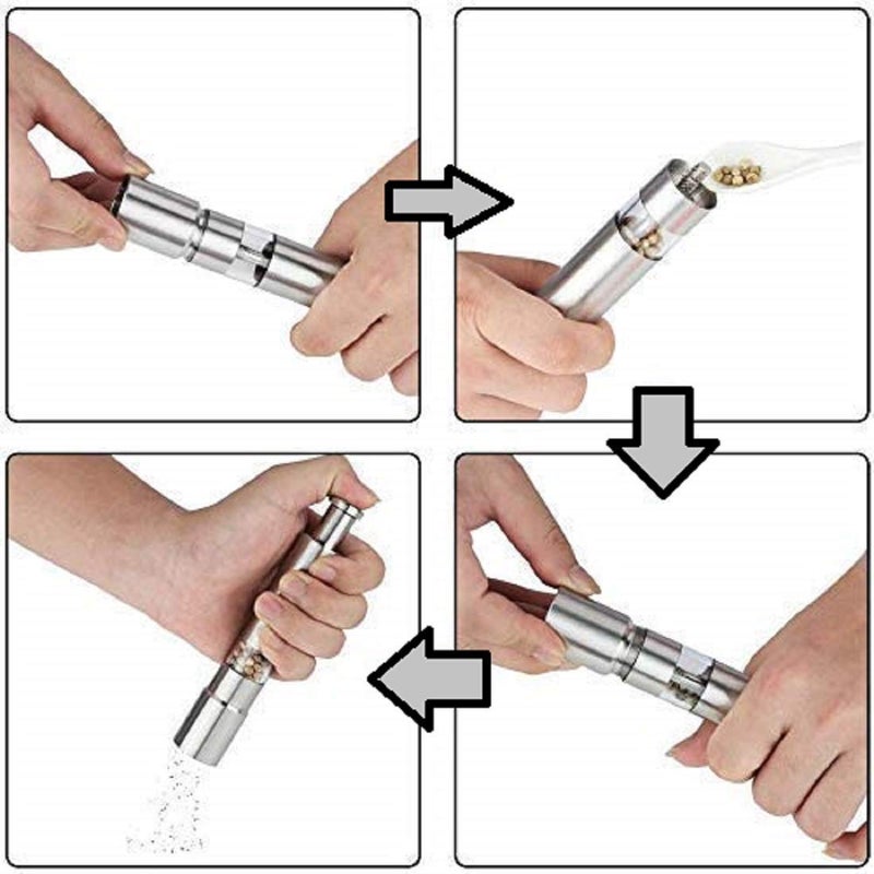 BLACK SPARROW Pepper MullerStainless Steel Mini Paper Mills GrinderHand Thumb Press Set MachineSalt and Pepper GrinderStainless Steel Push Button Grinder Modern Design Thumb Grinder - Image 4