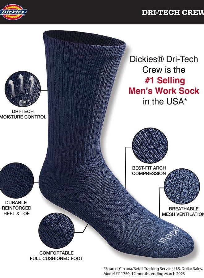 Dickies جوارب رجال دري-تيك الأساسية للتحكم في الرطوبة، متوفرة في M-XXL (6، 12، لون كحلي (6 أزواج)، كبير - Image 3