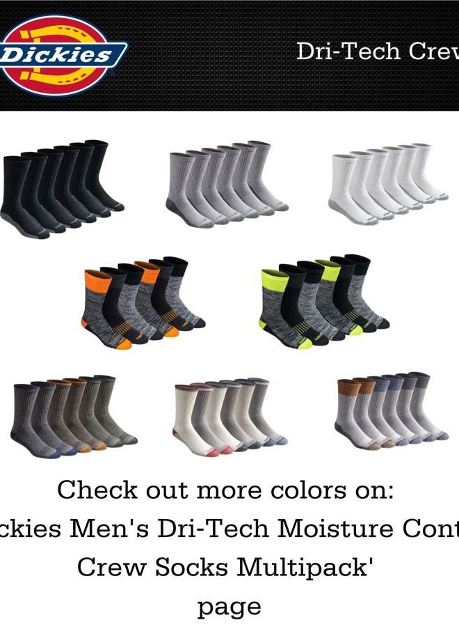 Dickies جوارب رجال دري-تيك الأساسية للتحكم في الرطوبة، متوفرة في M-XXL (6، 12، لون كحلي (6 أزواج)، كبير - Image 5
