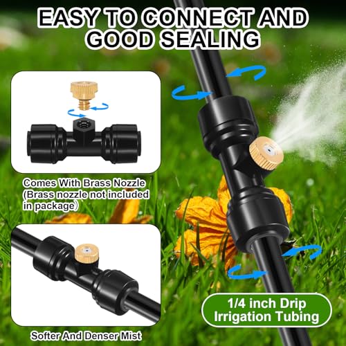 Glooglitter 30 Pcs 1/4" Drip Irrigation Tee Connectors for Tube Quick Connect Parts Fittings for 1/4 Inch(6.35mm) Irrigation Tubing or Sprinkler(Black,Misting Nozzle) - Image 3