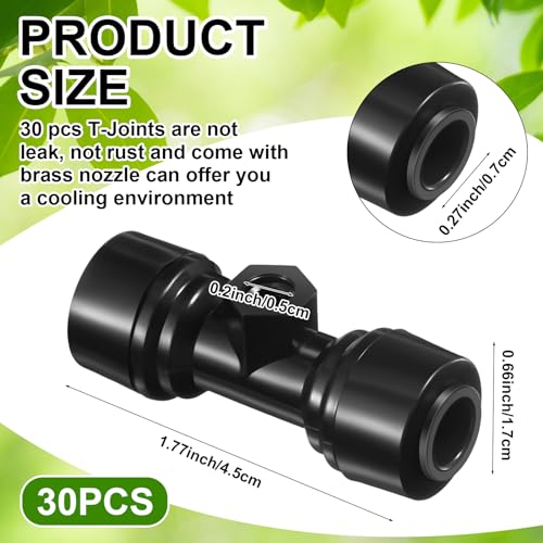 Glooglitter 30 Pcs 1/4" Drip Irrigation Tee Connectors for Tube Quick Connect Parts Fittings for 1/4 Inch(6.35mm) Irrigation Tubing or Sprinkler(Black,Misting Nozzle) - Image 2