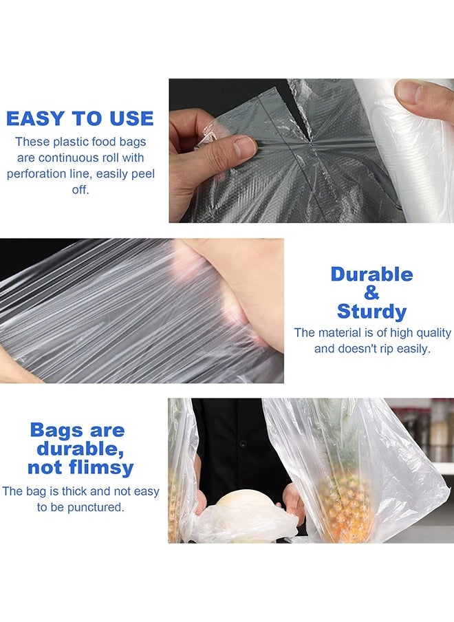 Transparent Polythene Food Storage Bags Roll, Extra-Thick, Leakproof, Freezer Safe Disposable Bags for Meat, Vegetables and Leftovers Storage (1.5kg Roll, Approximately 380 Bags, 48x40cm)