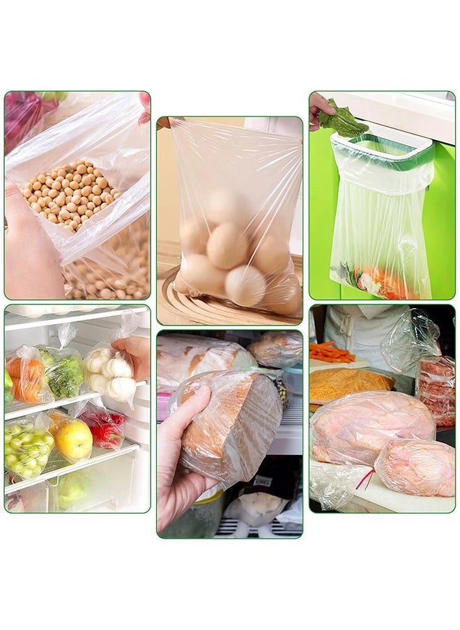 Transparent Polythene Food Storage Bags Roll, Extra-Thick, Leakproof, Freezer Safe Disposable Bags for Meat, Vegetables and Leftovers Storage (1.5kg Roll, Approximately 380 Bags, 48x40cm)