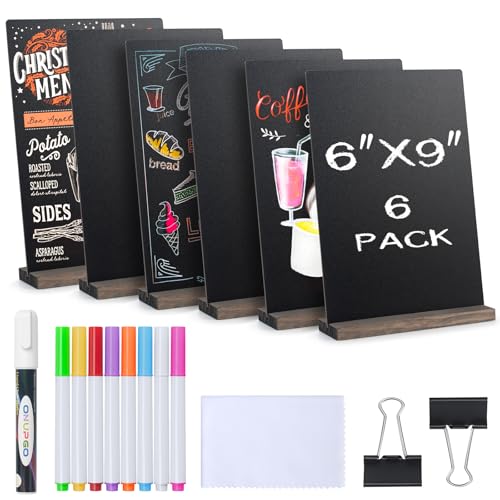 ONUPGO Mini Chalkboard Signs, 6 x 9 Inch Vintage Tabletop Chalk Board Sign with Base Stands - Double Side Mini Menu Boards Small Food Signs for Party Buffet Wedding Bar and Restaurant - Image 1