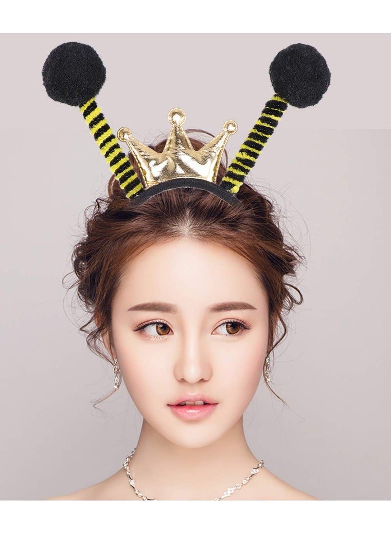Zikra Bee Antennae Crown Headband Party Bopper Antenna Headband Insect Hair Address Bee Ladybug Hair Band Kids Adult Costume Accessories Birthday Party Favors - Image 3