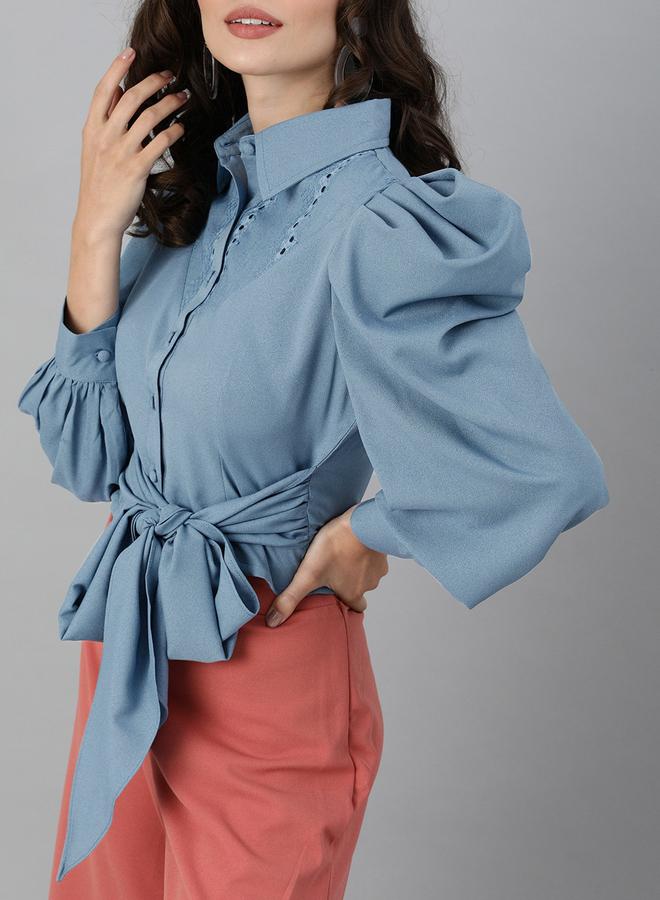 كاجوالي قميص قصير بأكمام بالون بقصة عادية من كاسولي - Image 4