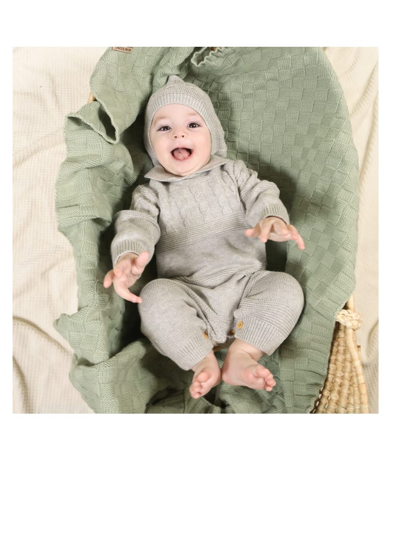 Excefore بطانية أطفال محبوكة، بطانية أطفال محبوكة، بطانيات استقبال الأطفال الرضع، مثالية للمواليد الجدد من الذكور والإناث (أخضر) - Image 5