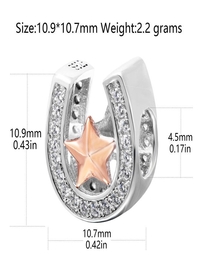 LAMOONY Horseshoe Charm 925 Sterling Clover Charm Love Charm Star Charm Anniversary Charm for Pandora Charm Pandora Charm Bracelet (Star) - Image 2