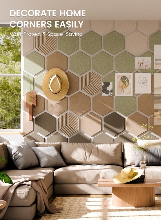 Fluxynara Hexagon Cork Board Alternative for Walls Decor-10-Pack Felt Bulletin Board Tiles,with 30 Pushpins,50 Adhesive Tabs for Office,Classrooms & Home Pin Board Felt Board-Linen Dusk - Image 5