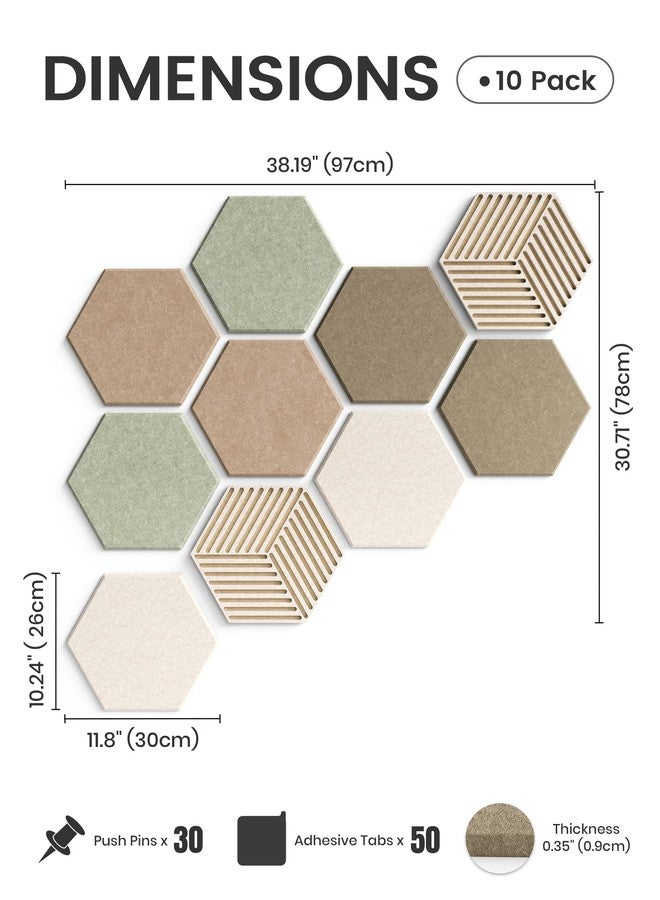 Fluxynara Hexagon Cork Board Alternative for Walls Decor-10-Pack Felt Bulletin Board Tiles,with 30 Pushpins,50 Adhesive Tabs for Office,Classrooms & Home Pin Board Felt Board-Linen Dusk - Image 2