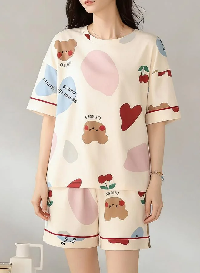 Take Two Printed T-Shirt And Shorts Pyjama Set