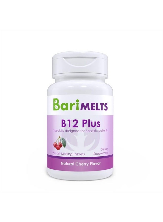 BariMelts Vitamin B12 Plus - 3 Month Supply (90 Fast-Dissolving Tablets) - Post-Op Bariatric Vitamins with Methylcobalamin B12, Vitamin B6, Methylated Folate, and Biotin​ - Image 1