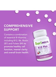 BariMelts Vitamin B12 Plus - 3 Month Supply (90 Fast-Dissolving Tablets) - Post-Op Bariatric Vitamins with Methylcobalamin B12, Vitamin B6, Methylated Folate, and Biotin​  - Image 2