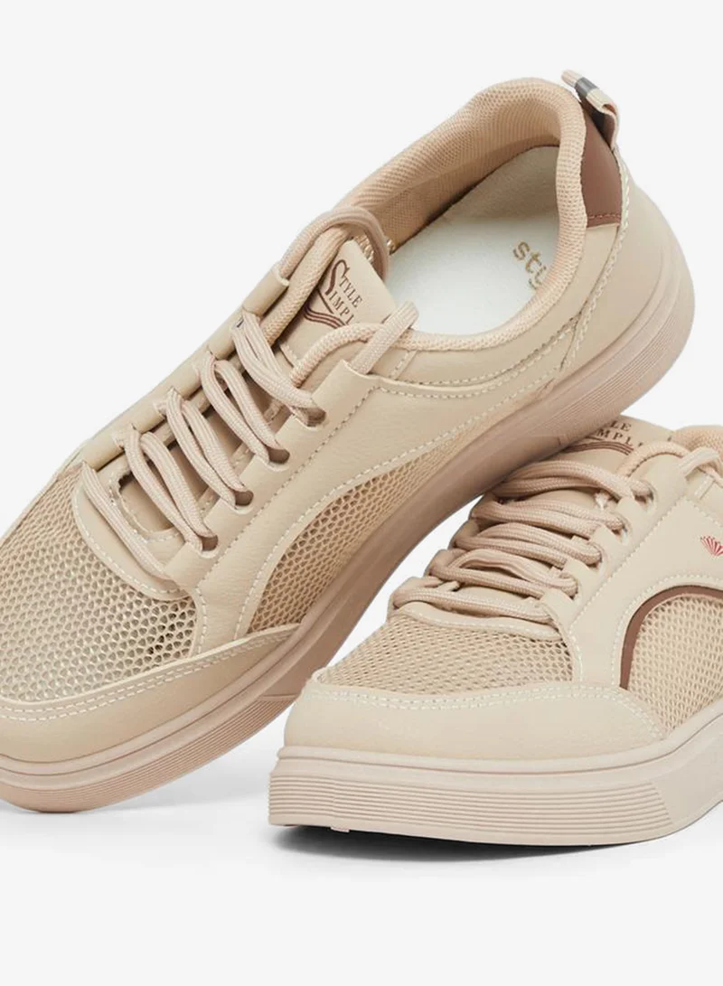Styli  Mesh Panel Lace Up Sneakers for Women | Best Price UAE