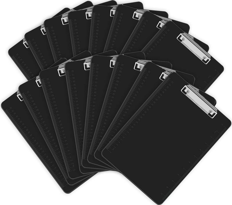 HERKKA 15 Pack Plastic Clipboards - Black, Low Profile A4 Letter Size, 12.5 x 9 Inch - Image 1