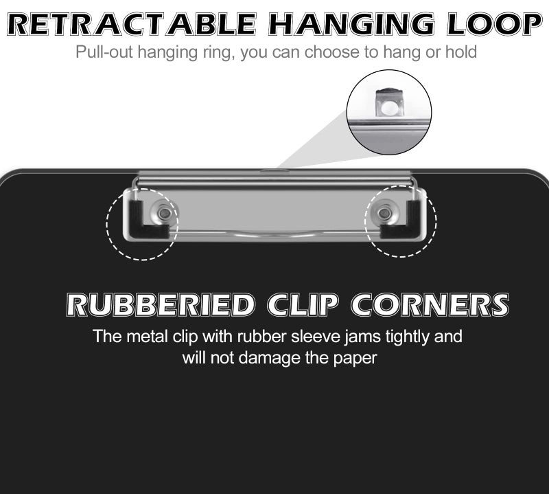 HERKKA 15 Pack Plastic Clipboards - Black, Low Profile A4 Letter Size, 12.5 x 9 Inch - Image 3