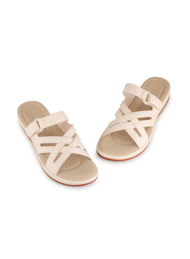 Vincci Beige Women Multi Strap Flat Sandals for Women | Best Price UAE