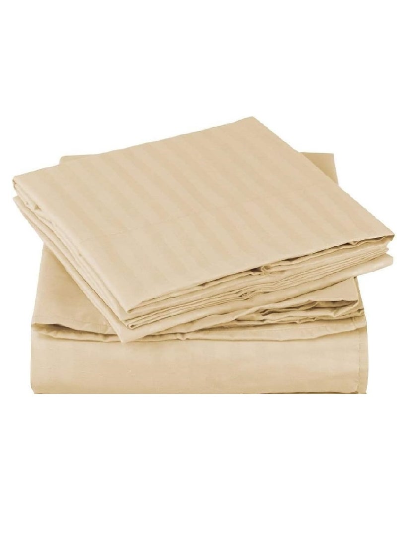 Blueberry Cotton Double Striped Fitted Elastic Pack of 3 Bedsheet 150x200+20cm - Image 1