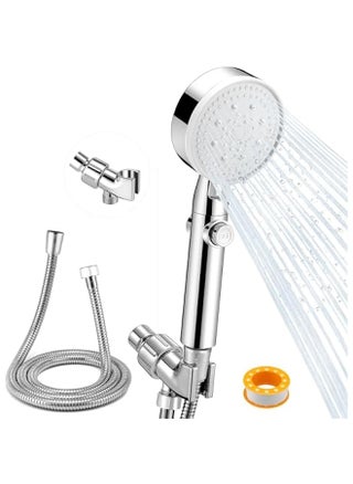 High Pressure Handheld Shower Head,  5 Spray Mode Hand Held Showerhead with Stainless Steel Hose, Adjustable Bracket, ON/OFF Switch, Tool-less 1-Min Installation for Bathroom Upgrade, CHROME - pzsku/Z3F7EEFEE0EE519E139E8Z/45/_/1731331541/356ae77e-6d7c-4fd3-95ea-756fb9740fe5
