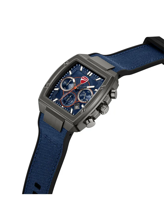 Ducati Force Blue Dial, Silicone-Nylon Strap, Chronograph Watch for Men, 42mm