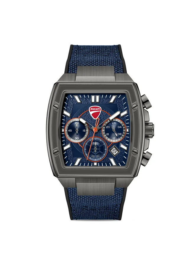 Ducati Force Blue Dial, Silicone-Nylon Strap, Chronograph Watch for Men, 42mm