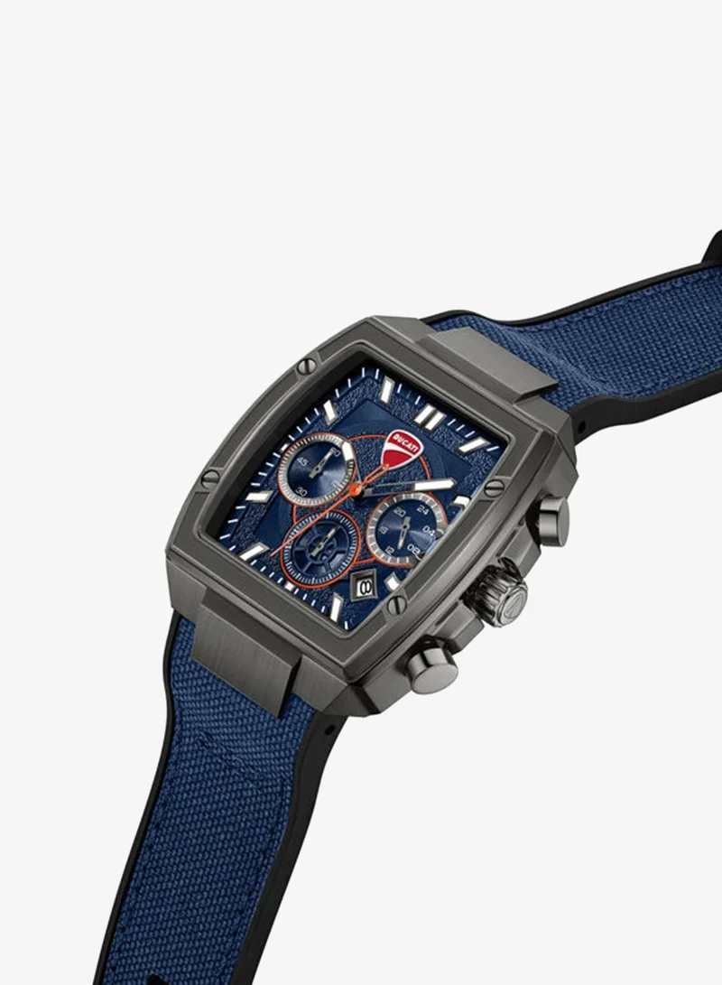 Ducati Force Blue Dial, Silicone-Nylon Strap, Chronograph Watch for Men, 42mm