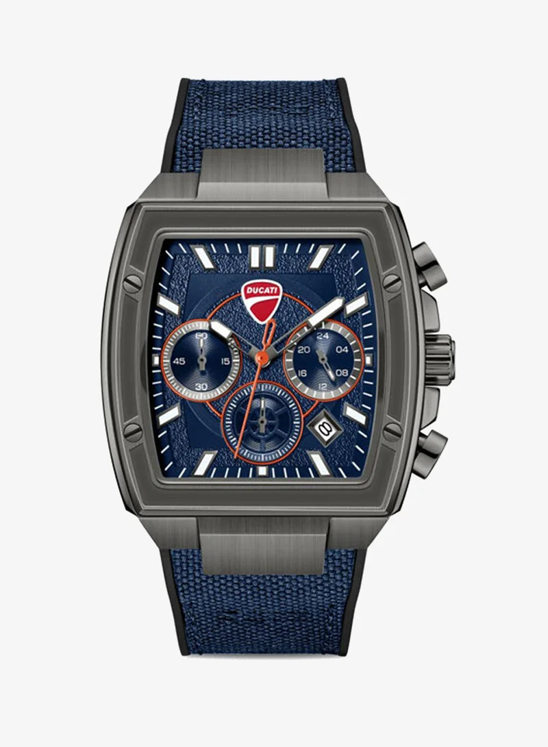 Ducati Force Blue Dial, Silicone-Nylon Strap, Chronograph Watch for Men, 42mm