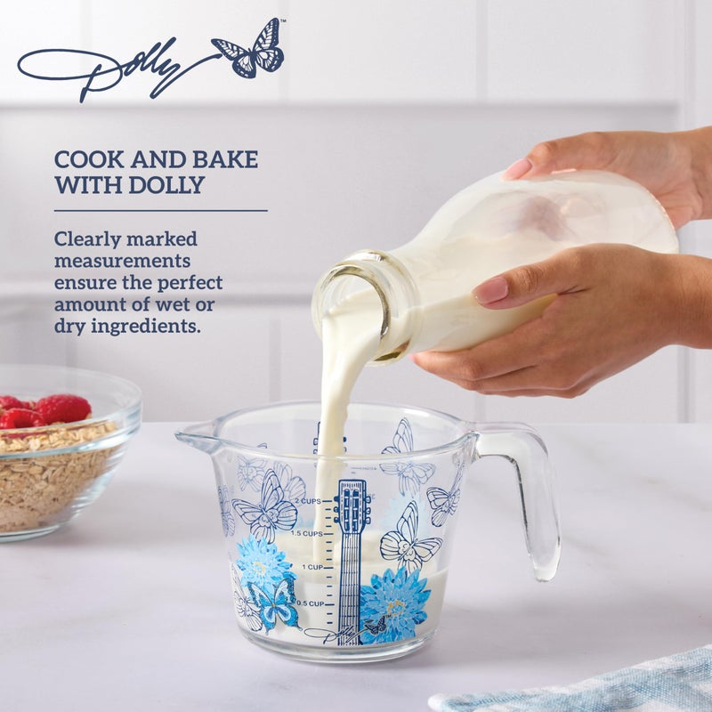 Dolly Parton Glass Measuring Cup, Easy-Read Markings, Spout and Handle, Oven and Dishwasher Safe, 2 Cup - Image 3
