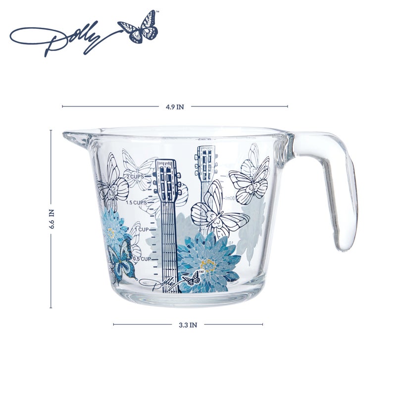 Dolly Parton Glass Measuring Cup, Easy-Read Markings, Spout and Handle, Oven and Dishwasher Safe, 2 Cup - Image 2