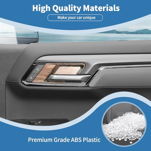 PDKLIN for Silverado Inner Door Handle Bowl Cover Trim for Chevy Silverado GMC Sierra 20222024 Wood Grain Interior Accessories 4pcs - Image 3