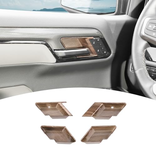 PDKLIN for Silverado Inner Door Handle Bowl Cover Trim for Chevy Silverado GMC Sierra 20222024 Wood Grain Interior Accessories 4pcs - Image 1