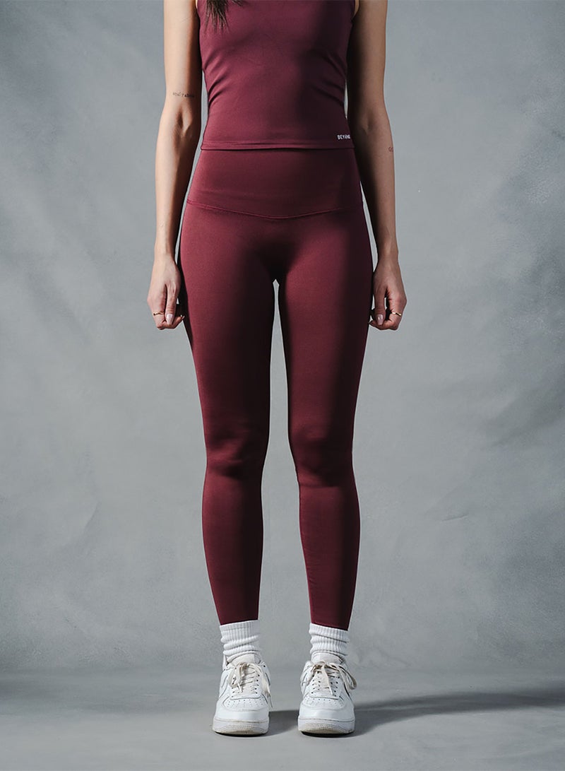 Beyond Sportswear Women's Burgundy Seamless Leggings - Image 1