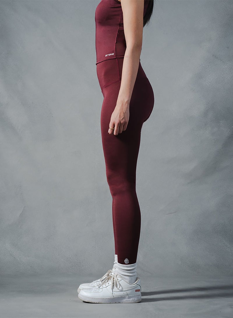 Beyond Sportswear Women's Burgundy Seamless Leggings - Image 3